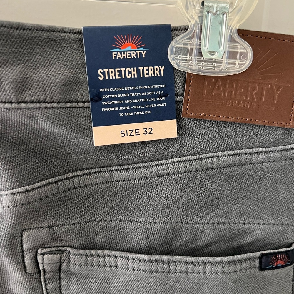 Faherty Slate Stretch Terry Pants  NWT! 32x30